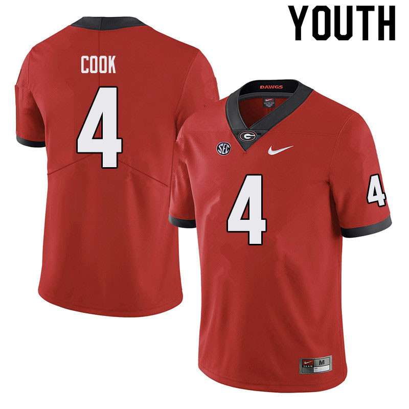 Youth #4 James Cook Georgia Bulldogs College Football Jerseys Sale-Black - Click Image to Close